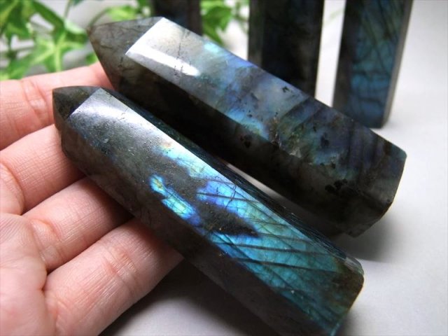 ラブラドライト ポイント 六角柱 重さ 80g-100g 1個売り ブルーや