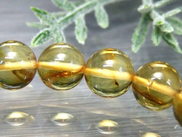 ハッキリ虫入り 5A 虫入りアンバー 天然虫入り琥珀 ブレスレット 8.5mm