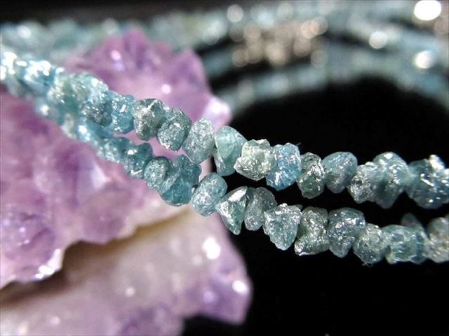 天然ブルーダイヤモンド 結晶原石ワイヤーブレスレット 約2mm-3mm SILVER925 永遠の絆の象徴 パワーストーン 天然石