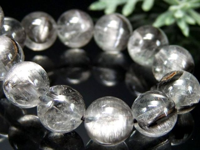 店頭展示中 王道プラチナルチル 5A級 プラチナルチルクォーツ ブレスレット 9mm-10mm×20珠 超透明・ルチル多めの極上品 ブラジル産