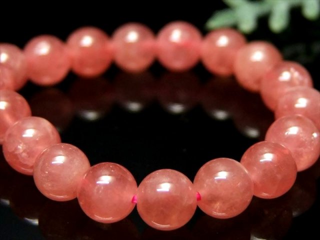 店頭展示中 超透明ピンク 5A インカローズ ブレスレット 6mm-6.5mm×28