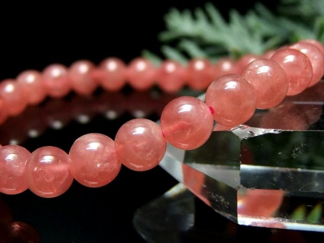 店頭展示中 超透明ピンク 5A インカローズ ブレスレット 6mm-6.5mm×28