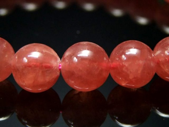 店頭展示中 透明 飴色ピンク S級 インカローズ ブレスレット 8.5mm-9mm