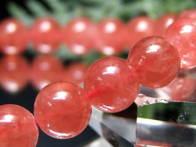 店頭展示中 透明 飴色ピンク S級 インカローズ ブレスレット 8.5mm-9mm×22珠 ロードクロサイト 薔薇色の人生を象徴する石