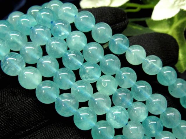 約8mm珠 クリア アマゾナイト 一連 約38-40cm 激安入荷 希少 透明感抜群 美麗クリアブルー 希望の象徴 幸運を呼ぶ石 天然石 ビーズ