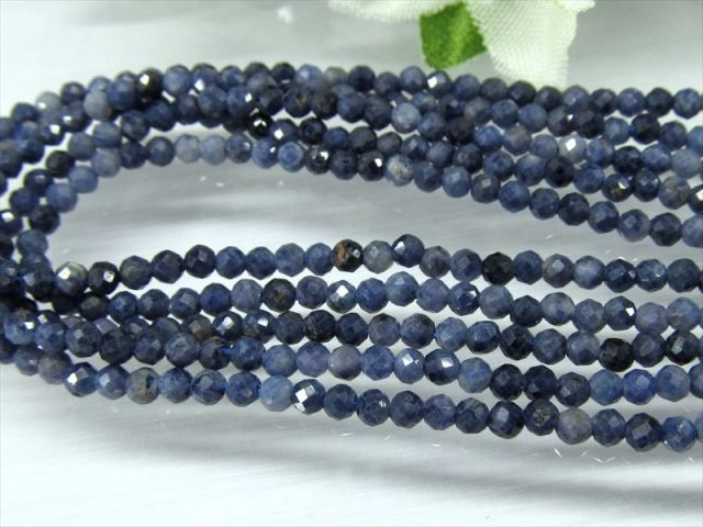 極小サイズ 4A サファイア ミラーカット 2mm-2.5mm珠 一連 約38-40cm