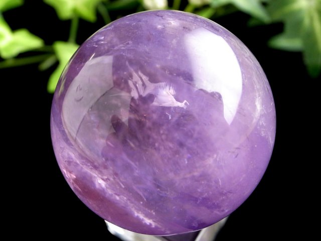虹入り！ アメジスト（紫水晶） 丸玉 直径 38mm 重さ 82g 透明