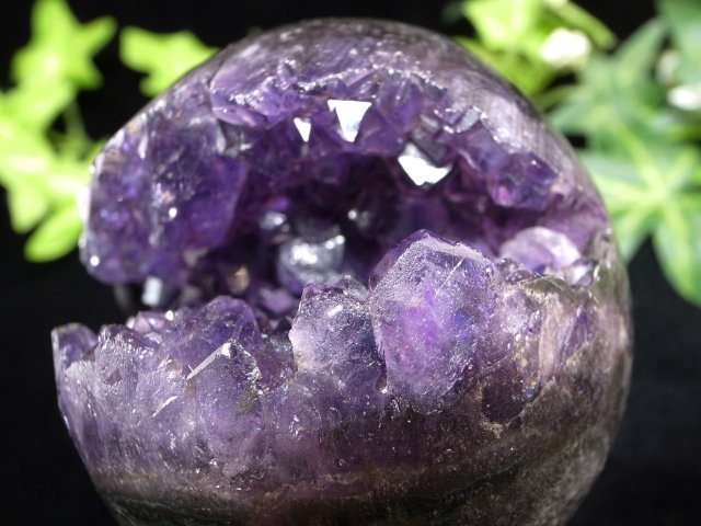レアな笑口のアメジスト アメジスト 笑口 紫水晶 丸玉 台座付