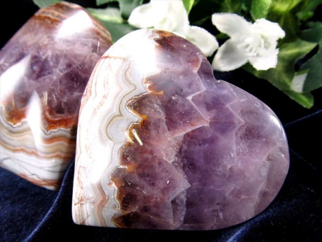 アメジスト 瑪瑙共生 ハート型タンブル 1個売り 約80g-100g前後 自然が
