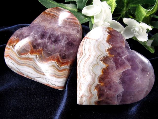 アメジスト 瑪瑙共生 ハート型タンブル 1個売り 約80g-100g前後 自然が