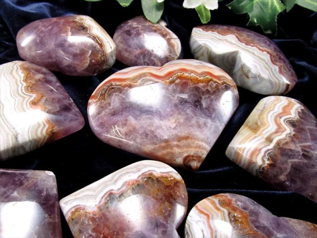 アメジスト 瑪瑙共生 ハート型タンブル 1個売り 約80g-100g前後 自然が