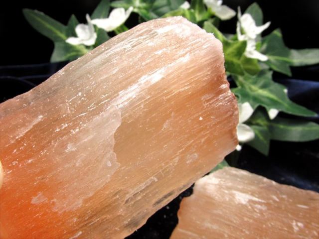 No1123 セレナイト オレンジカルサイト フラワー お花 オブジェ No1123