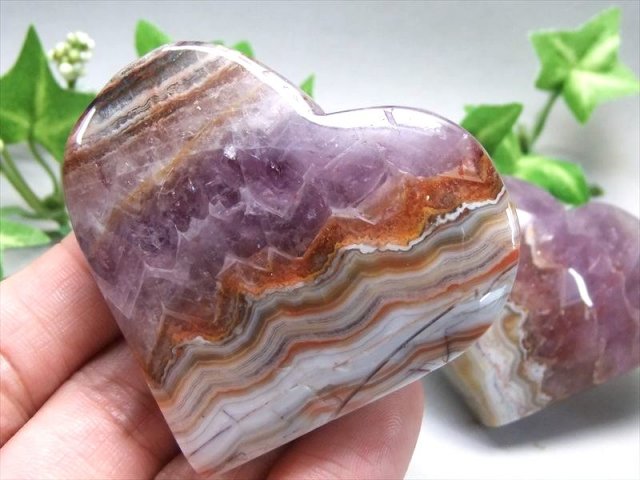 アメジスト 瑪瑙共生 ハート型タンブル 1個売り 約80g-100g前後 自然が