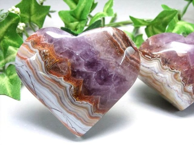 アメジスト 瑪瑙共生 ハート型タンブル 1個売り 約80g-100g前後 自然が