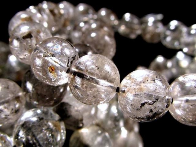 AA エレスチャルクォーツ 骸骨水晶 ブレスレット 約10mm-10.5mm×20珠