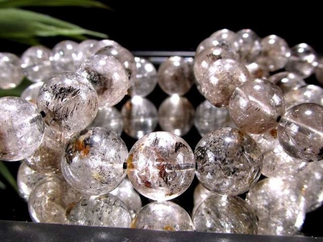 AA エレスチャルクォーツ 骸骨水晶 ブレスレット 約10mm-10.5mm×20珠