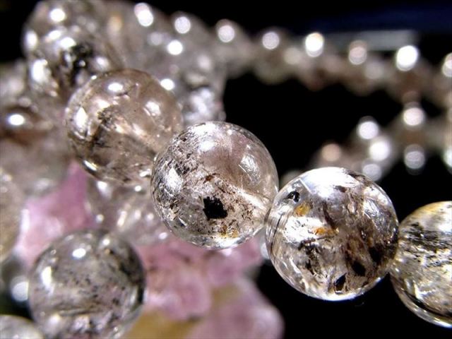 ①18mm　水入り✴ヒマラヤ水晶　エレスチャルクォーツ・骸骨水晶　ブレスレット 3A エレスチャルクォーツ 骸骨水晶 ブレスレット 約8mm-8.5mm×23