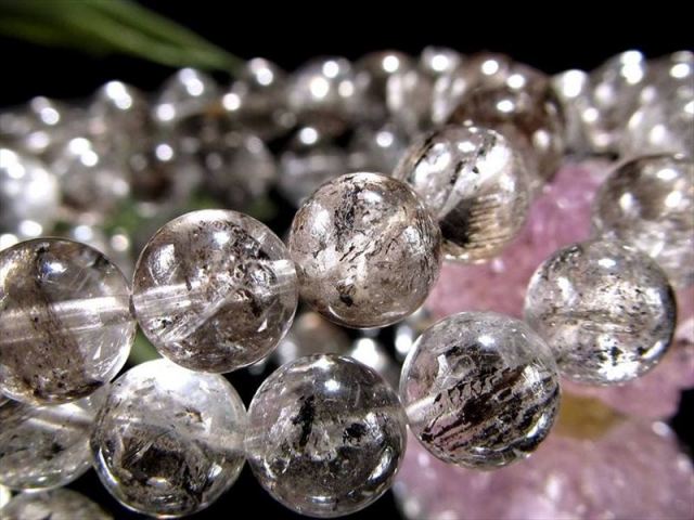 3A エレスチャルクォーツ 骸骨水晶 ブレスレット 約8mm-8.5mm×23珠前後