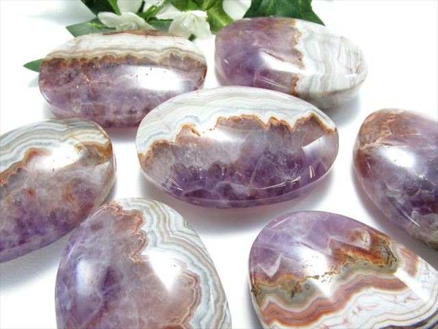 アメジスト 瑪瑙共生 ホットストーン型タンブル 1個売り 約90g-110g