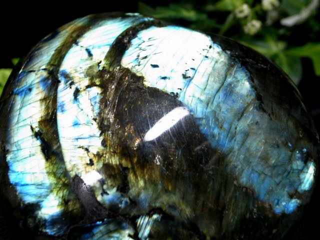 ラブラドライト ハート型 タンブル 最大幅約86mm 重さ357g 1点物