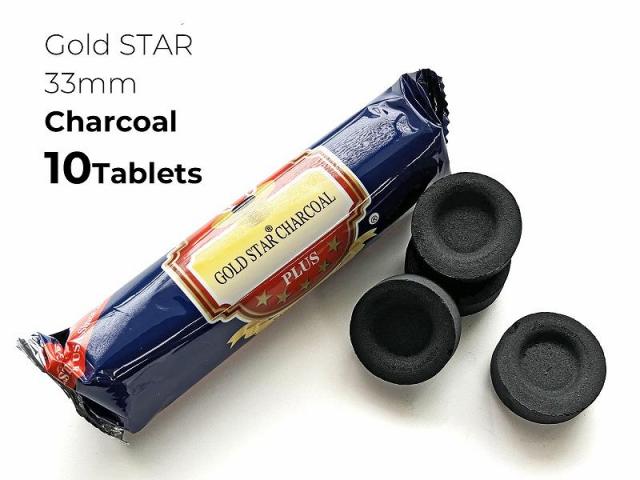 GOLD STAR チャコール 木炭 約33mm ホワイトセージ・パロサントパウダー・チップ香・粉末香などの薫香の燃焼に便利 パワーストーン 天然石