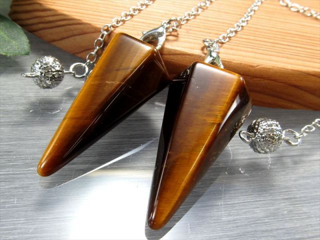 タイガーアイ 6面カットペンデュラム 縦約35mm-40mm 1個売り 力と財力の象徴 大定番 天然石 ブラジル産 パワーストーン 天然石