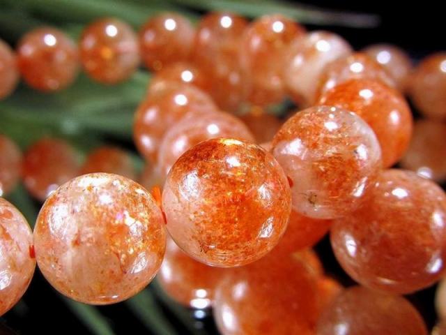 透明感&輝き良好 AA+ サンストーン ブレスレット 約8mm-8.5mm×23珠前後