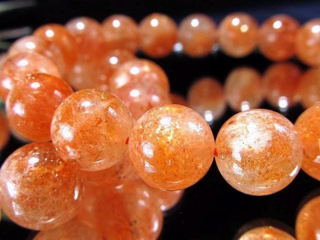 透明感&輝き良好 AA+ サンストーン ブレスレット 約8mm-8.5mm×23珠前後