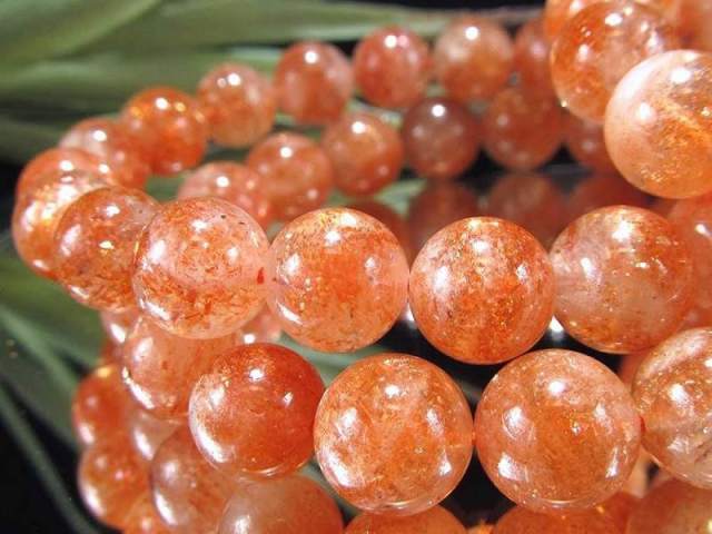 透明感&輝き良好 AA+ サンストーン ブレスレット 約8mm-8.5mm×23珠前後