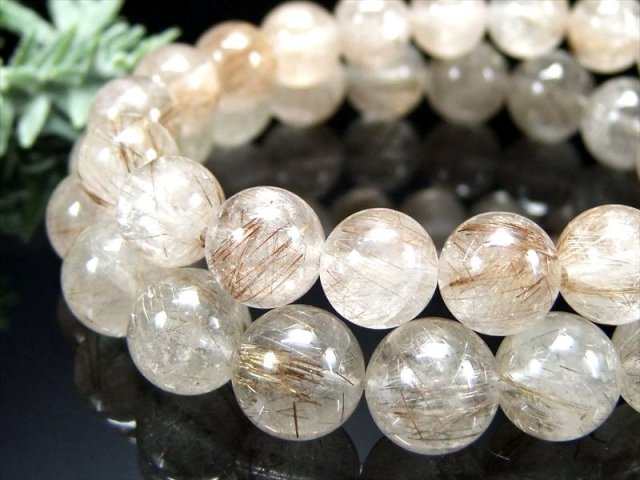 透明度抜群 AA+ シルバールチルクォーツ ブレスレット 10.5mm-11mm×19珠前後 繊細光沢 金運・ビジネス運の向上に 二酸化チタン針も ブラジル産