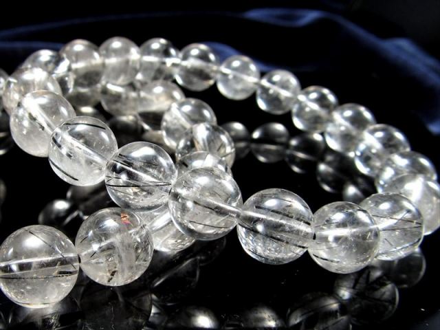 【最強品質】超希少ブラックウルフルチルクォーツ＊約12mm＊　天然石ブレスレット 超稀少♪ 正真正銘の本物ブラックルチルクォーツ♪ 必見