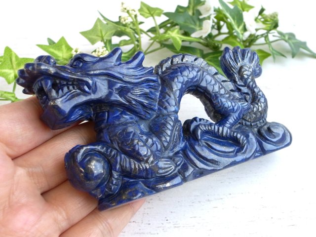 龍神 ラピスラズリ 龍彫刻置物 高さ約66.5mm 約265g ドラゴン