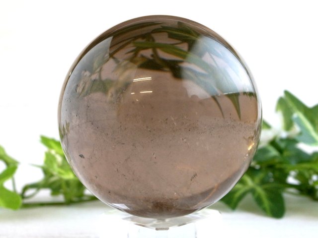 スモーキークォーツ 丸玉 直径52.5mm 重さ201g 魔除け・厄除けのお守りに 茶水晶 一点物 ブラジル産