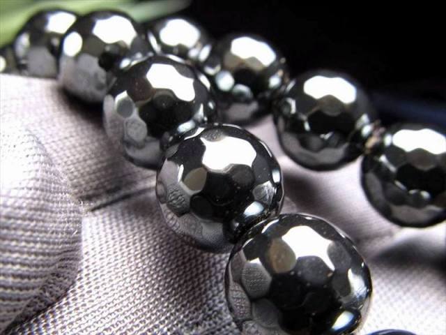 激安宣言 128面カット 約10mm珠 ヘマタイト 赤鉄鉱 一連 約37-39cm ブラジル産 geki パワーストーン 天然石