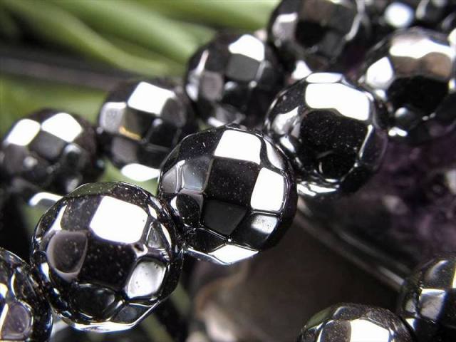 激安宣言 64面カット 約10mm珠 ヘマタイト 赤鉄鉱 一連 約37-39cm ブラジル産 geki rn-s パワーストーン 天然石