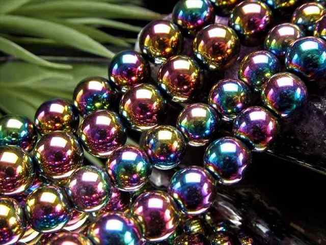 激安宣言 虹色光沢が美しい 約4mm珠 ヘマタイト（赤鉄鉱）レインボー
