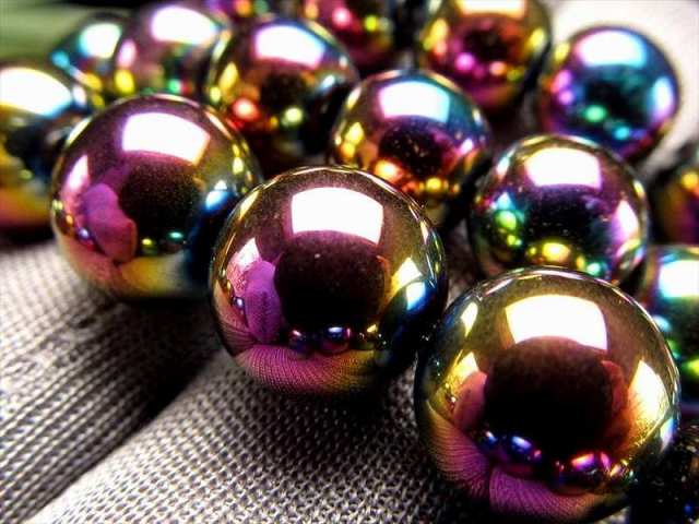激安宣言 虹色光沢が美しい 約4mm珠 ヘマタイト（赤鉄鉱）レインボー