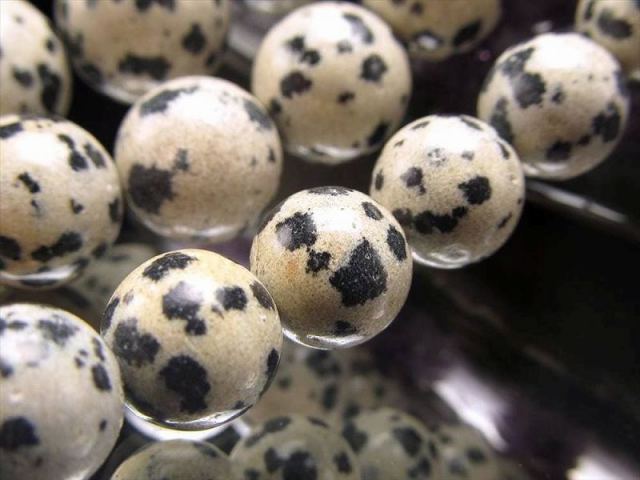 6mm-6.5mm珠 ダルメシアンジャスパー 一連 約38-40cm 碧石 極上 天然石