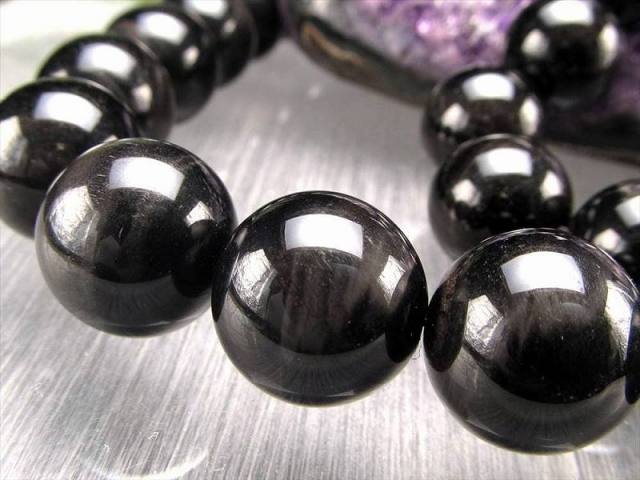 激安宣言 4A 約12mm珠 ブラックタイガーアイ（黒虎目石） 一連