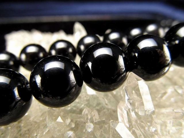 3A 12mm珠 モリオン 黒水晶 一連約38-40cm 言わずと知れた最強の魔除け