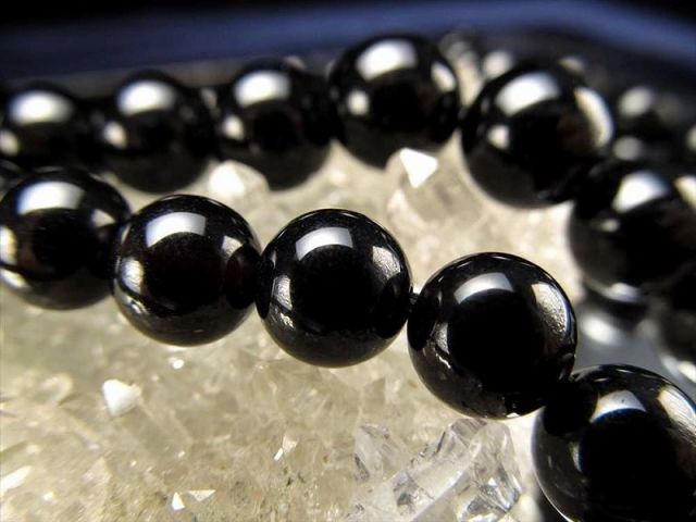 3A 12mm珠 モリオン 黒水晶 一連約38-40cm 言わずと知れた最強の魔除け