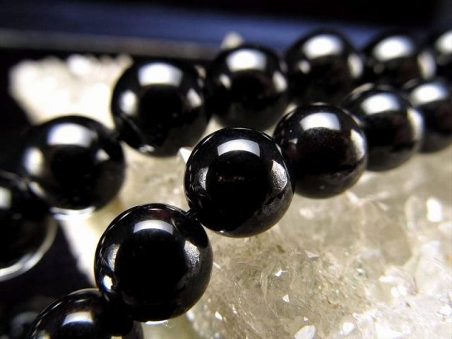 3A 12mm珠 モリオン 黒水晶 一連約38-40cm 言わずと知れた最強の魔除け