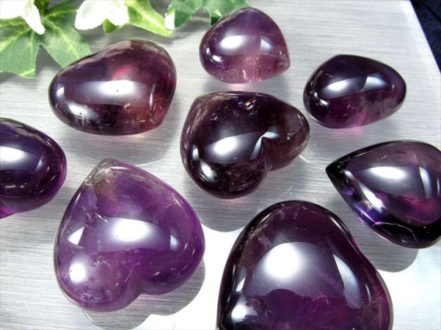 高品質 アメジスト ハート タンブル 1個売り 重さ約20g-30g 超透明