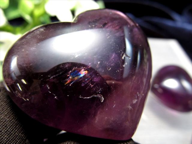 高品質 アメジスト ハート タンブル 1個売り 重さ約20g-30g 超透明