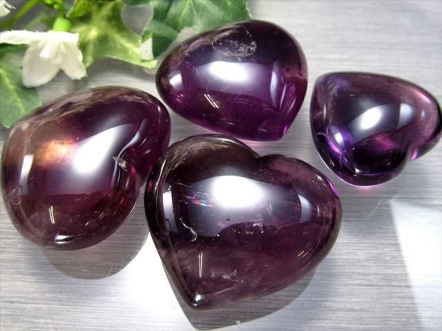高品質 アメジスト ハート タンブル 1個売り 重さ約20g-30g 超透明