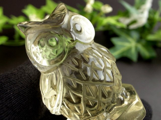 高品質 シトリン フクロウ彫り 止まり木 流木台座 付き 高さ50mm 重さ61g 富をもたらす商売繁盛の石 黄水晶 幸運を呼び込む鳥 縁起物ふくろう 不苦労 1点物