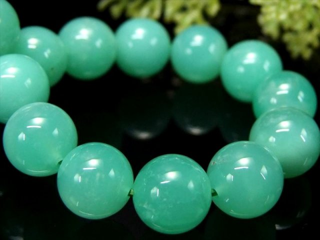 ぷるんと美発色！ 3A クリソプレーズ ブレスレット 9.5mm-10mm×20珠 隠れた才能を引き出す石 艶やかアップルグリーンの希少石