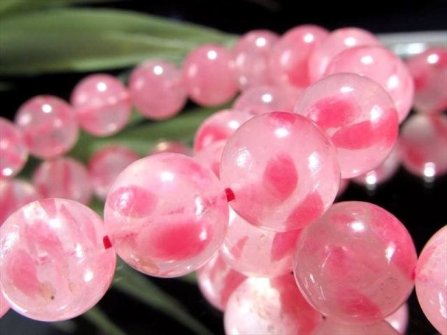 アンティークピンクロードナイトシリカエッグ薔薇輝石RHOD2408070001 2A ロードナイトシリカ 薔薇輝石 ブレスレット 10.5mm-11mm×19珠前後