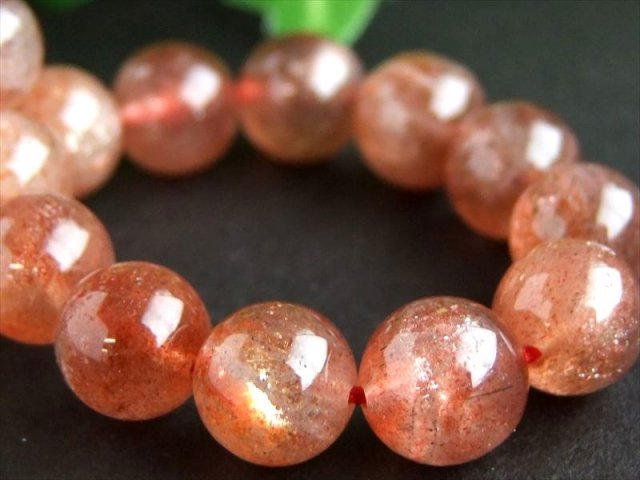超濃厚ブラッドオレンジカラー 3A 濃厚 サンストーン ブレスレット 9.5mm-10mm×21珠 太陽神の象徴 たっぷりインクルージョン 1点物