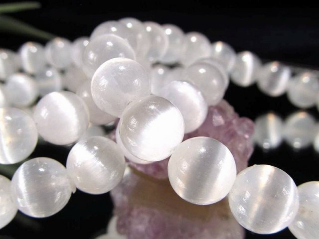 キャッツアイ セレナイト（透石膏）ブレスレット 約10.5mm-11mm